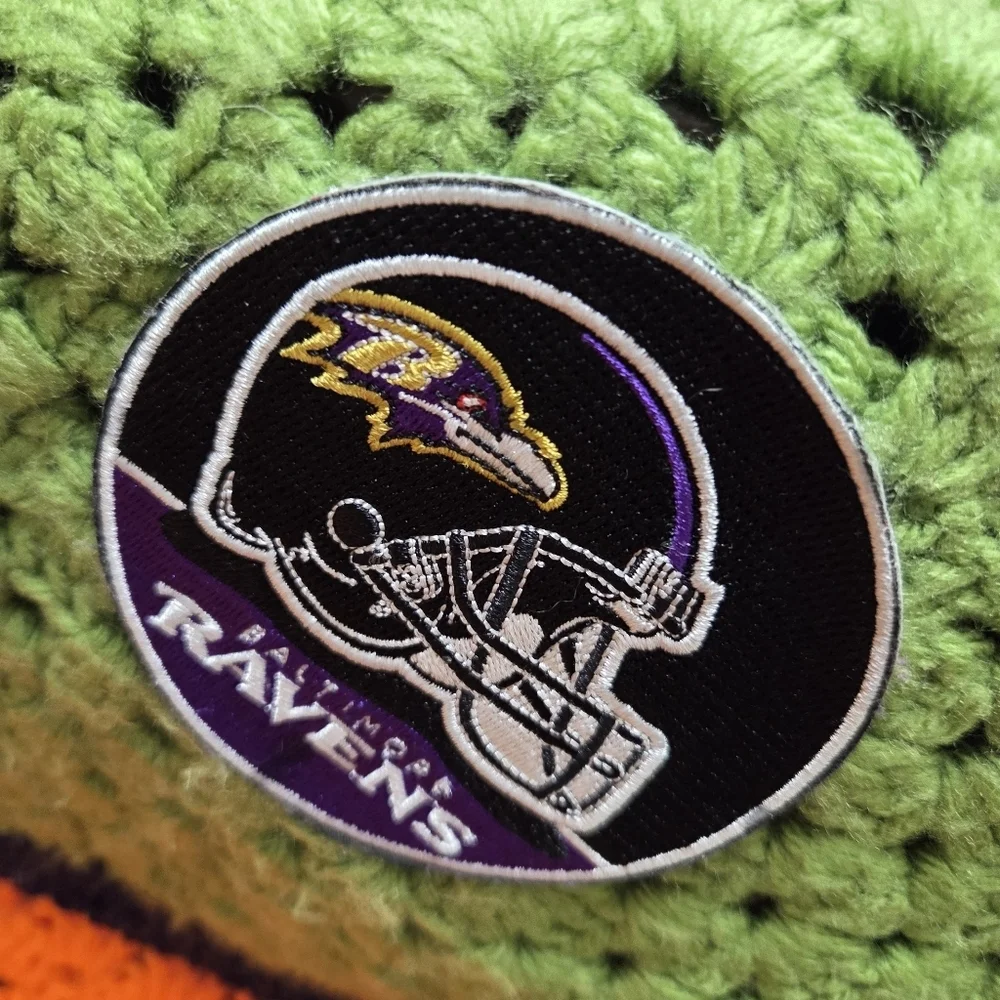Handmade Baltimore‎ Sports Crochet Throw Blanket 61x50 Ravens Orioles
